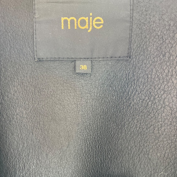 Maje Gombery Leather & Real Sheep Shearling Coat - Picture 3 of 4